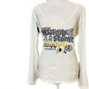 NFL Washington Redskins Screen Print Logo Scoop Neck Long Sleeve Tee, Size Large